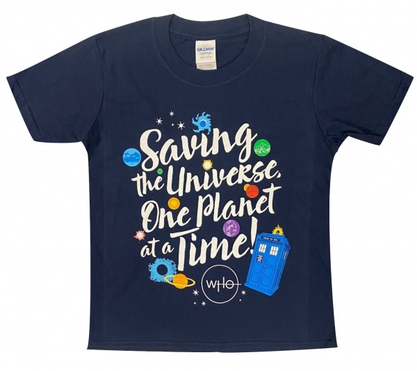 Doctor Who Saving the Universe One Planet at a Time Kids Blue T-Shirts